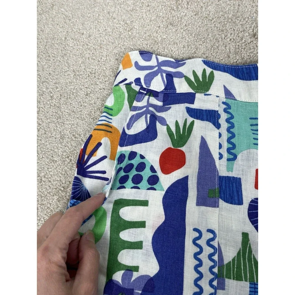 NWT Artonomo Creatives Womens M 100% Linen Shorts Art To Wear Colorful Geometric